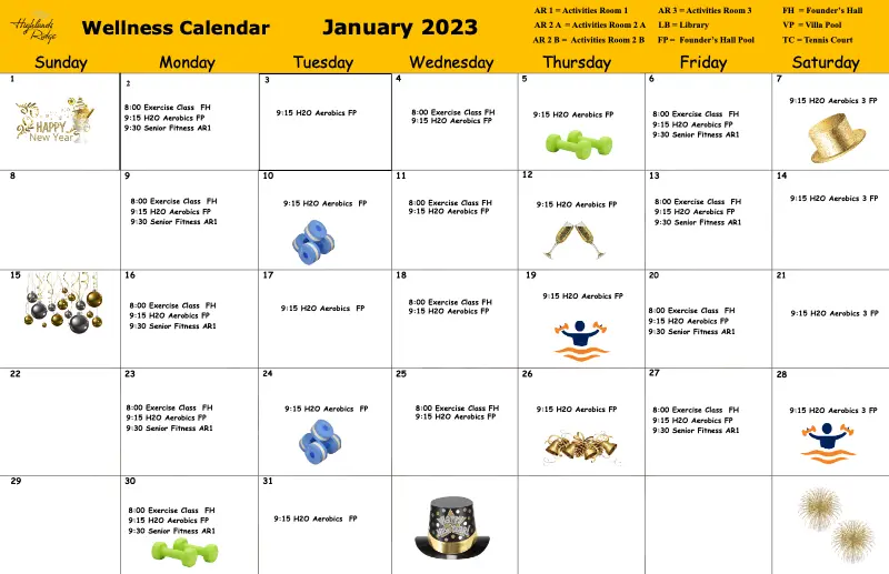 Wellness Calendar January 2023