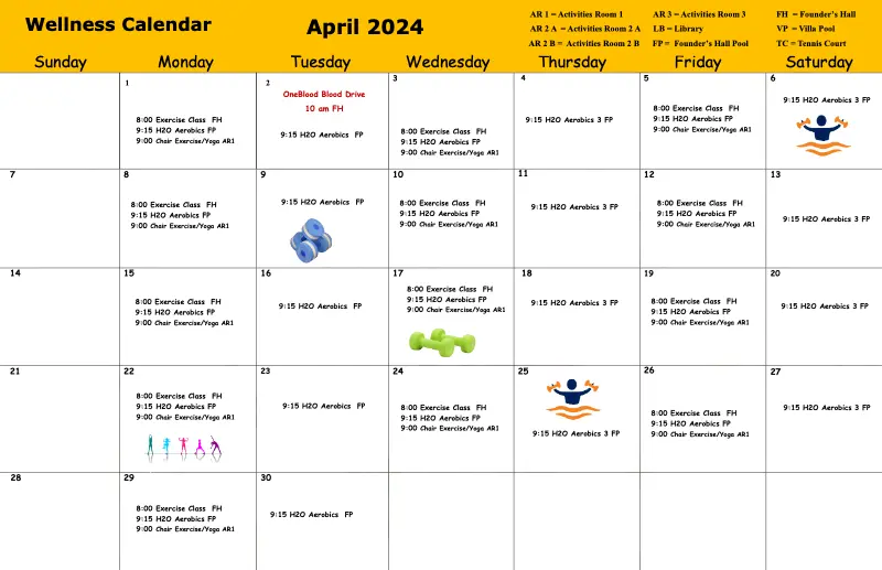 Wellness Calendar April 2024