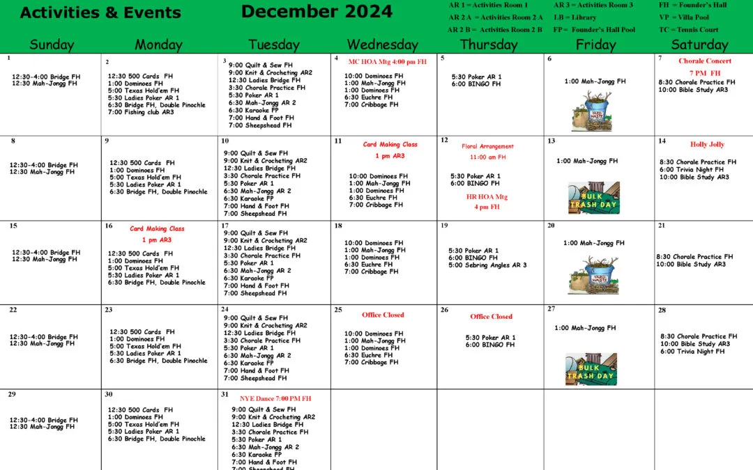 Activities and Events December 2024
