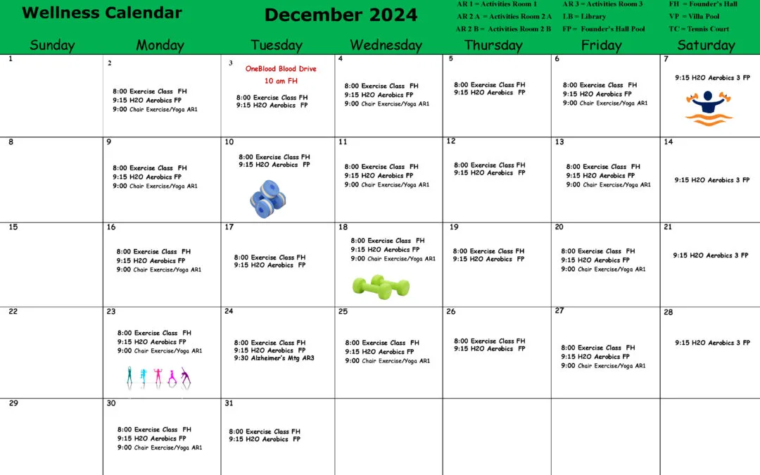 Wellness Calendar December 2024