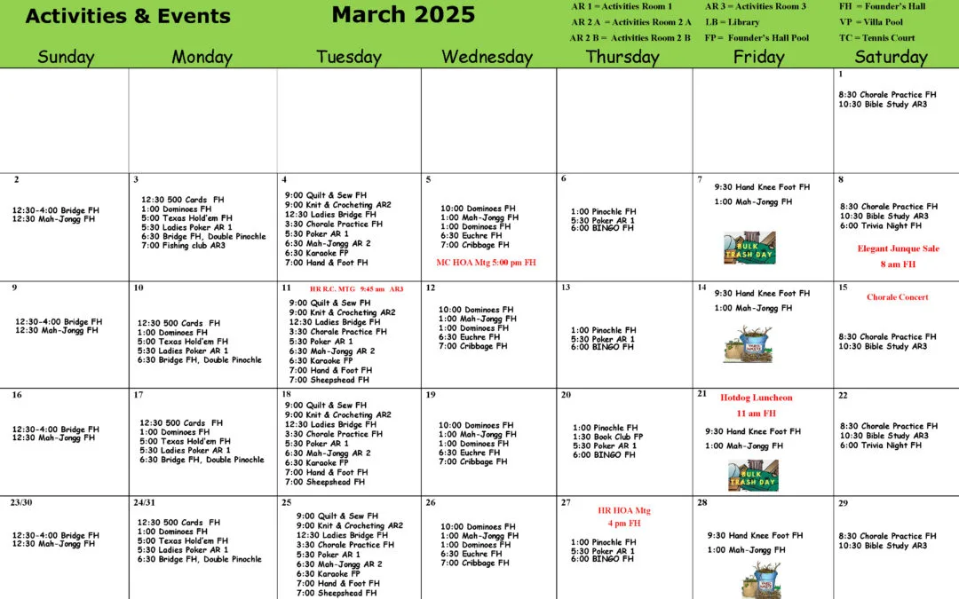 Activities and Events March 2025