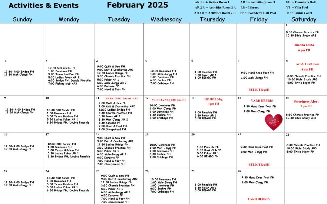 Activities and Events February 2025