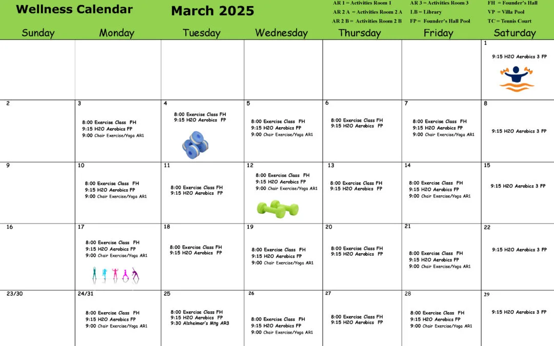 Wellness Calendar March 2025