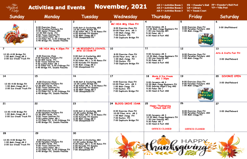 Activities and Events November 2021