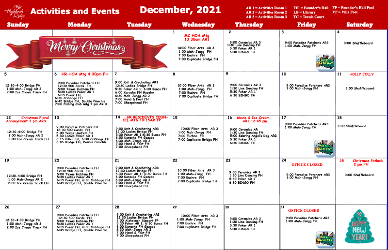 Activities and Events December 2021
