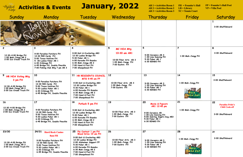 Activities and Events January 2022
