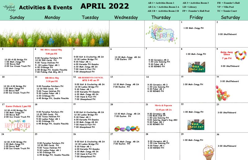 Activities and Events April 2022