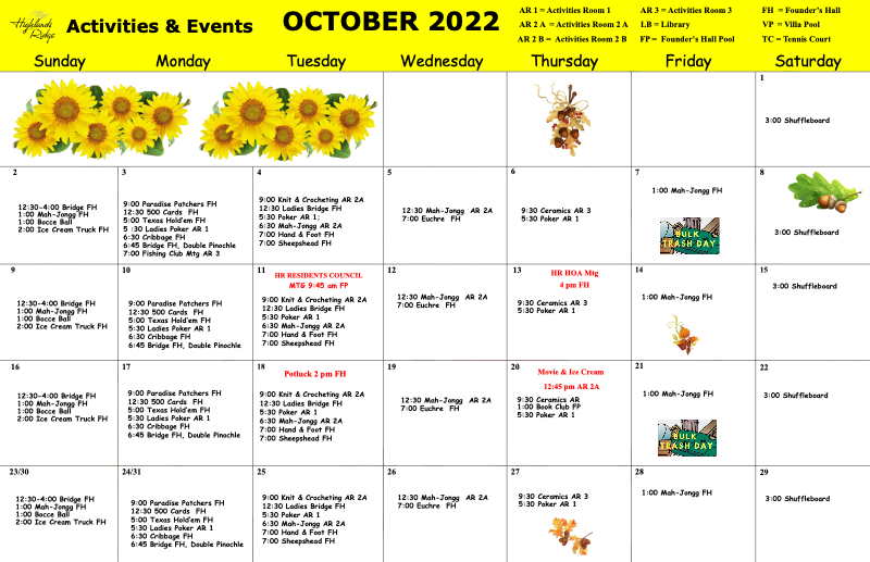Activities and Events October 2022