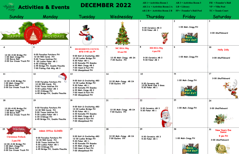 Activities and Events December 2022