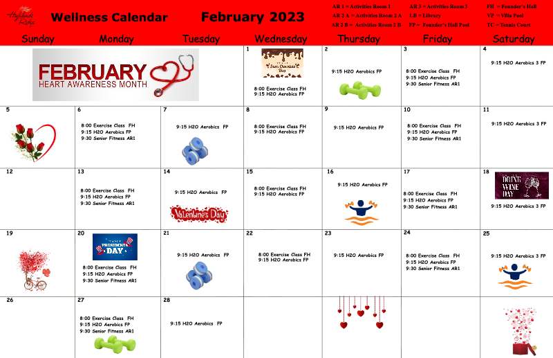 Wellness Calendar February 2023