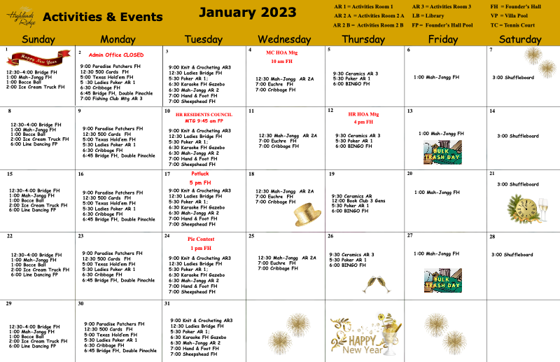 Activities and Events January 2023