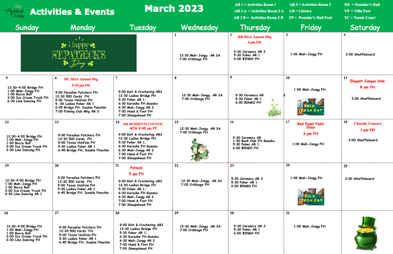 Activities and Events March 2023