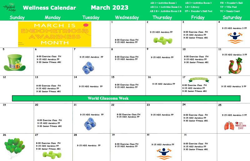 Wellness Calendar March 2023